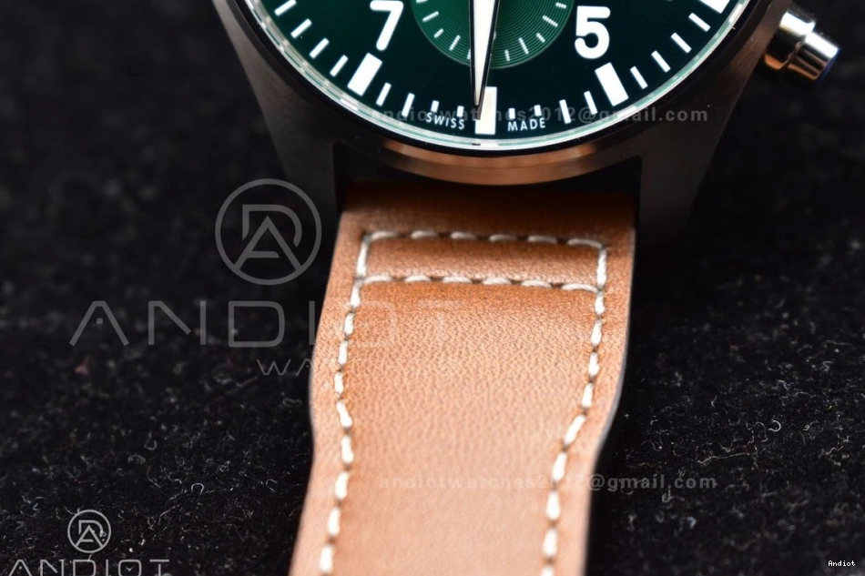 Strap Edition Green on 1:1 ZF Dial Brown V2 Pilot Chronograph A7750 IW377726 Leather Best 0408